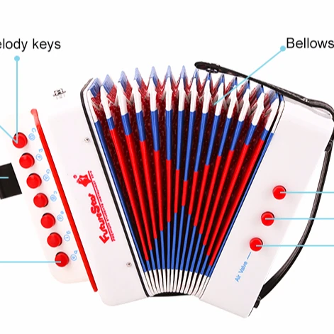 children 2 bass 7 button 14 tones mini plastic button accordion for sale