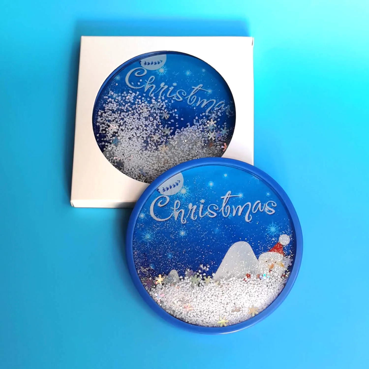 Luxury Liquid Glitter Acrylic Silicone Custom Table Christmas Drink Coffee Tea Cup Mug Coaster