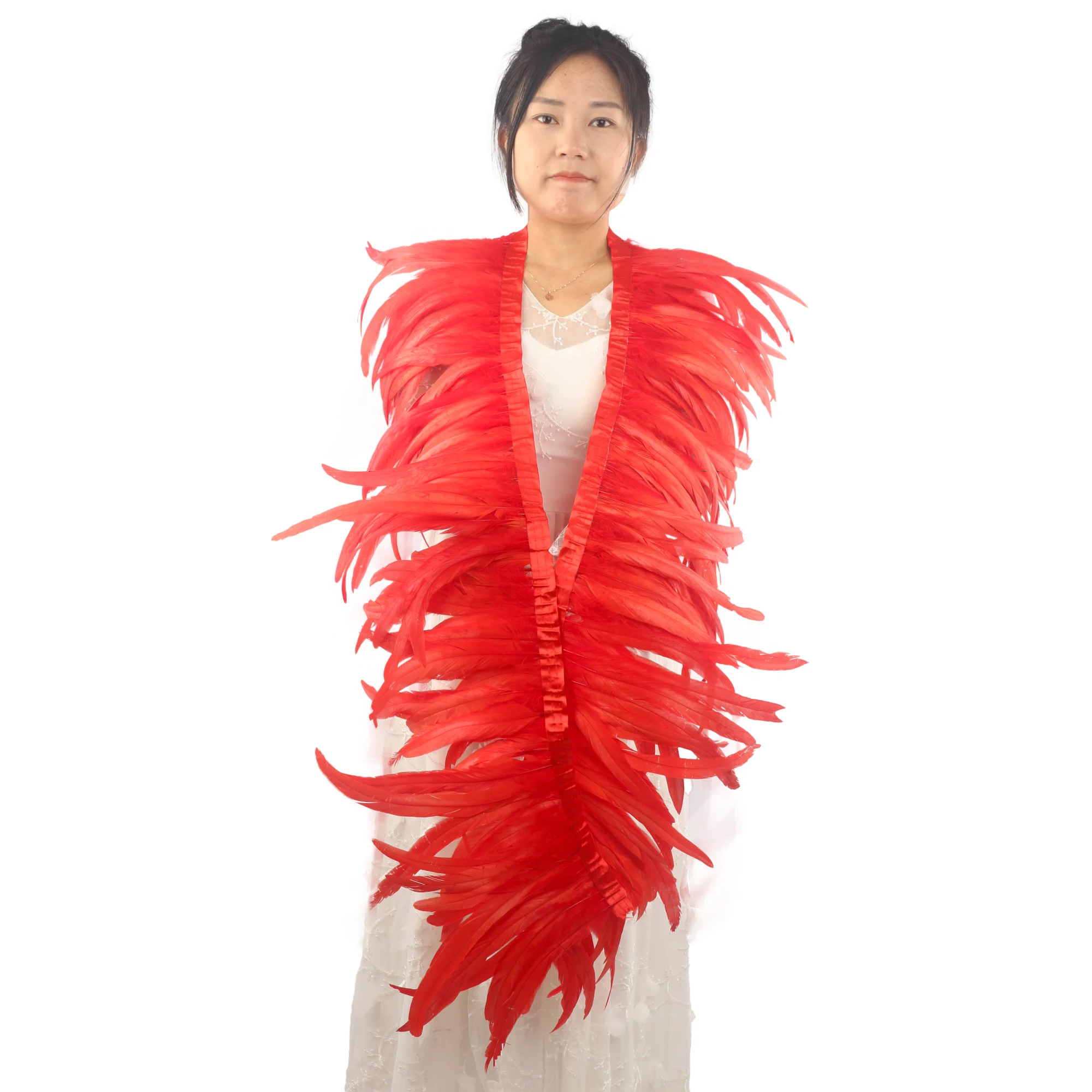 Wholesale Cheap 10-12inch Carnival Costumes Decoration Red Rooster Tail Feather Trimming