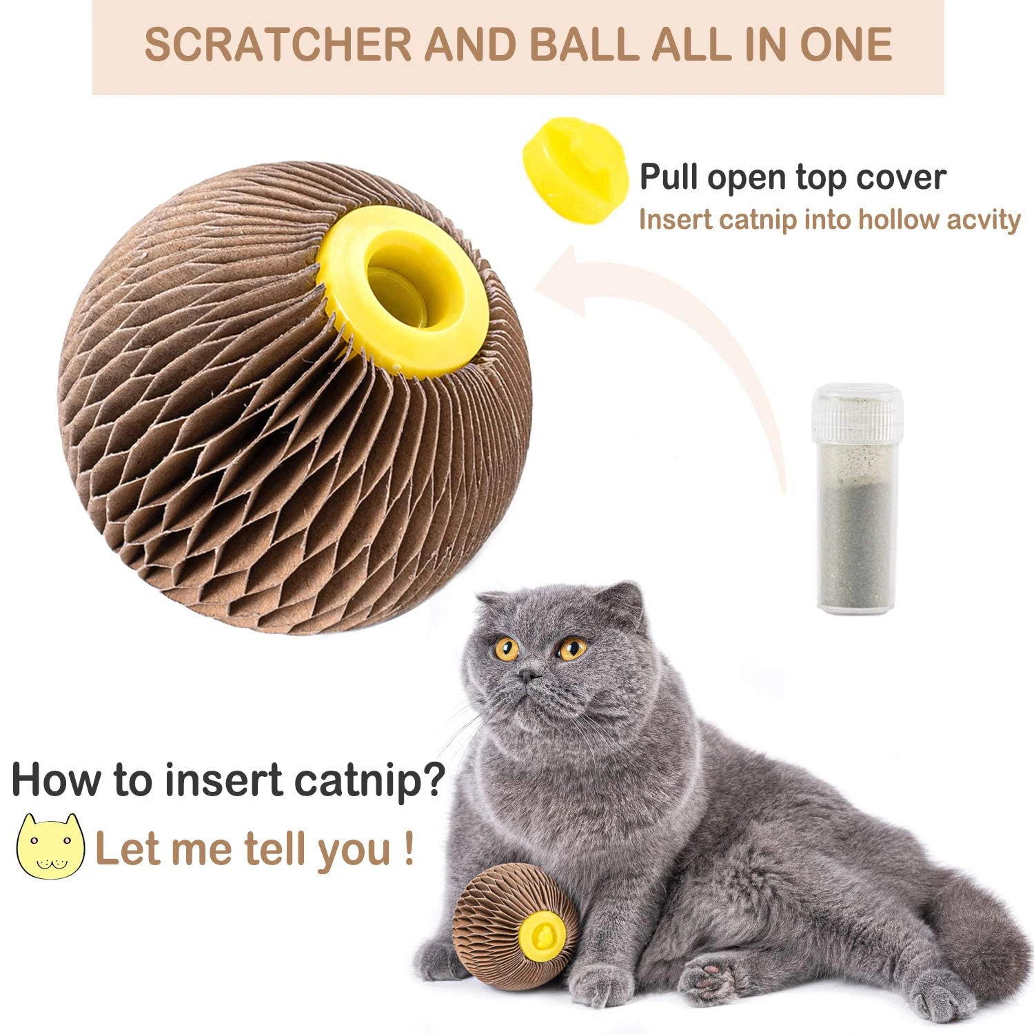 Wholesale Kitty Faithful Playmate Reduce Obesity And Loneliness Cat Scratcher Cardboard With Catnip Ball