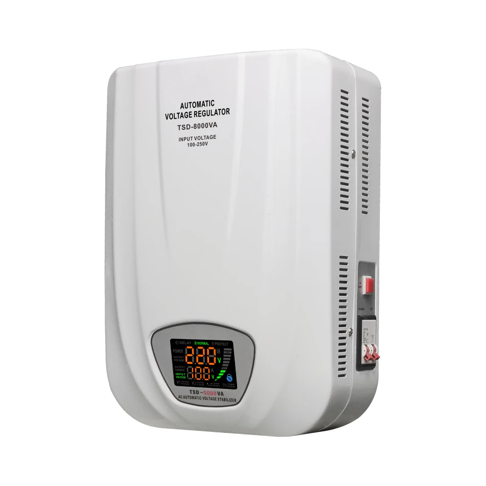 Wall mounted 220V TSD-8000VA 8KVA automatic voltage regulator with digital display servo motor stabilizers