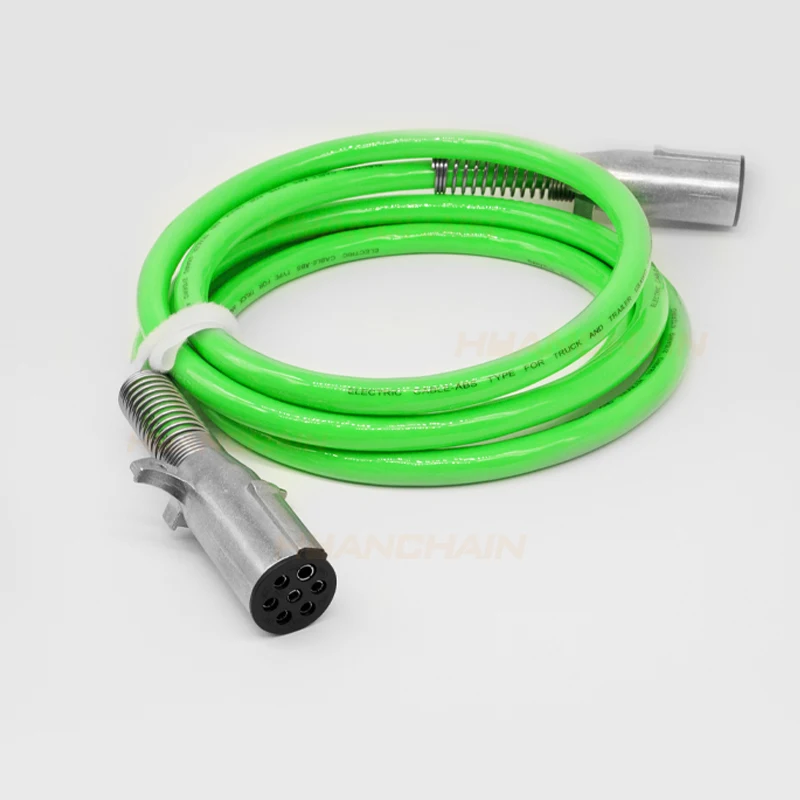 huanchain 7 way abs cord 7 way coiled trailer cord heavy duty electrical power cable for semi truck tractors