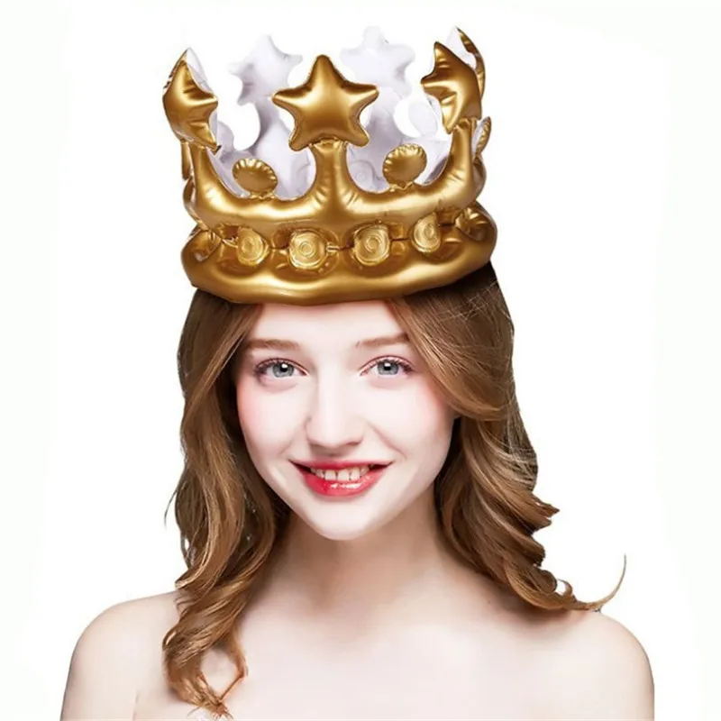 Hot selling inflatable decoration crown princess crowns golden inflatable crown for party