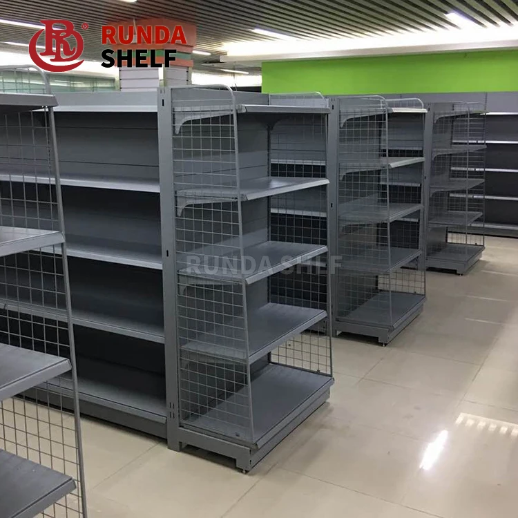 Supermarket Display Racks Steel and Wood Material Gondola Rack Shelving for Storage for Store Use-RZ