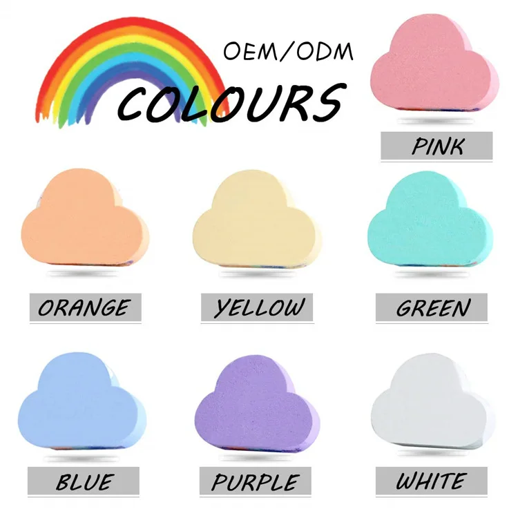 
New Product Custom Packaging Funny Rich Bubble Colorful Cloud Rainbow Fizzy Kids Bath Bomb 