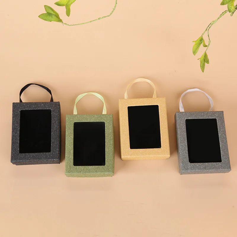 New creative packaging kraft paper handheld rectangular jewelry box simple necklace earring jewelry box