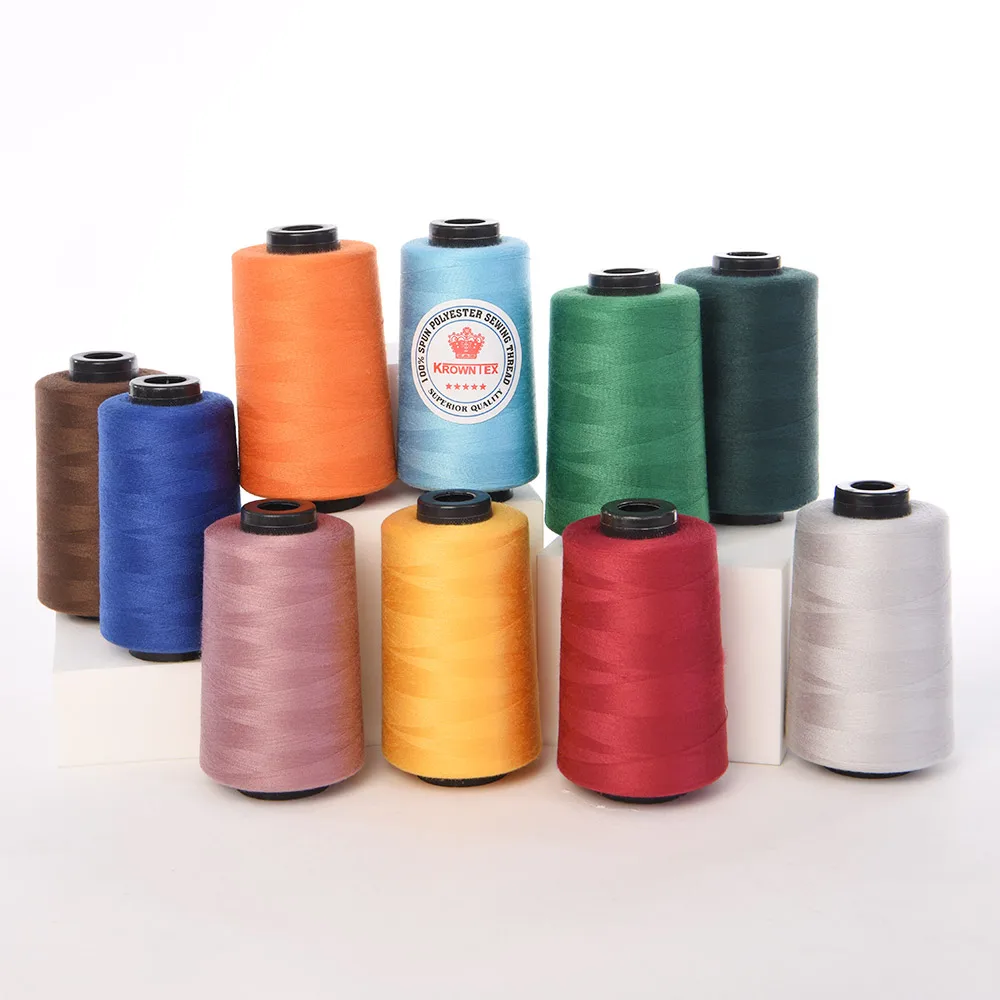
Wholesale Factory Dyeing 120gram 100% Spun Polyester Sewing Thread 40/2 5000yards 