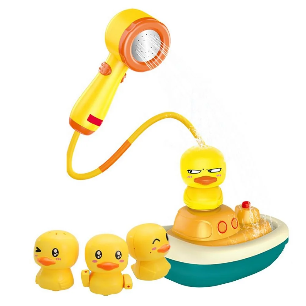 Multi-function electric duck toy shower head baby bathing time kids bathroom toys spray water bath sprinkler toy with water pump