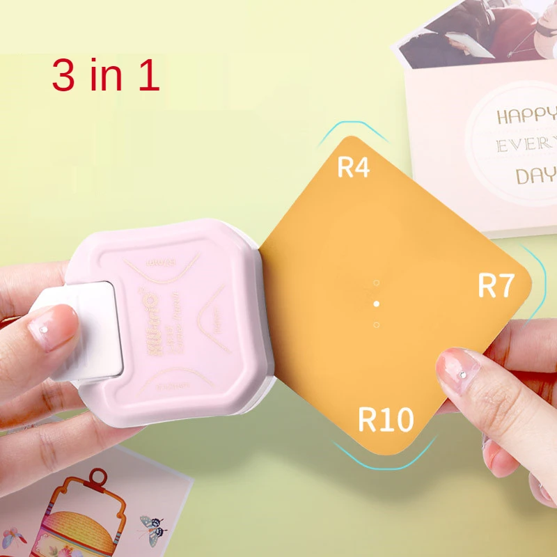 3 в 1 Мини-угловой триммер, угловой кусачки, Дырокол R4/R7/R10 мм, Круглый резак для карт, фотобумаги, ламинирования мешков