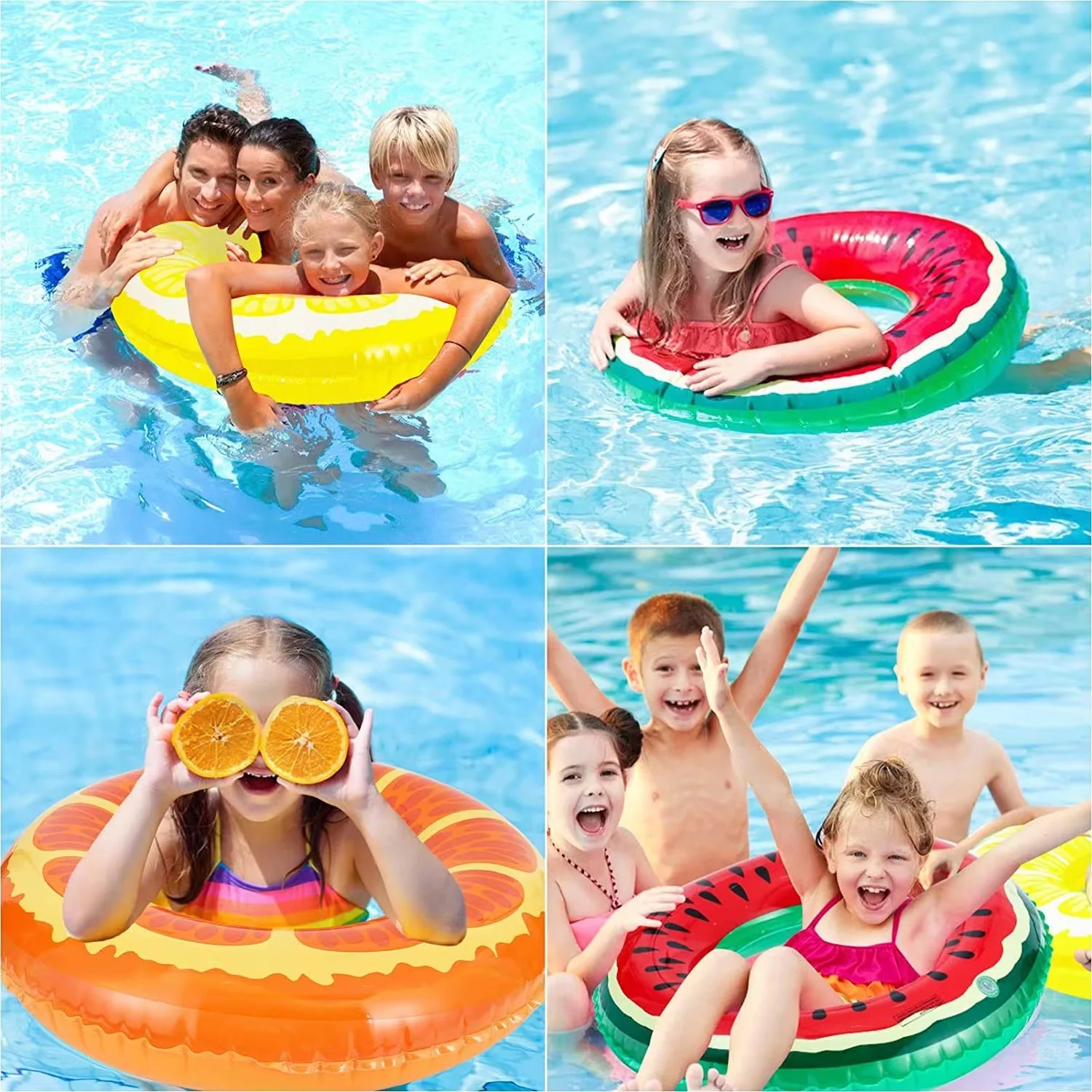PVC Inflatable swimming pool children and adults playing water Fruit swimming ring water life buoy 3 piece suit