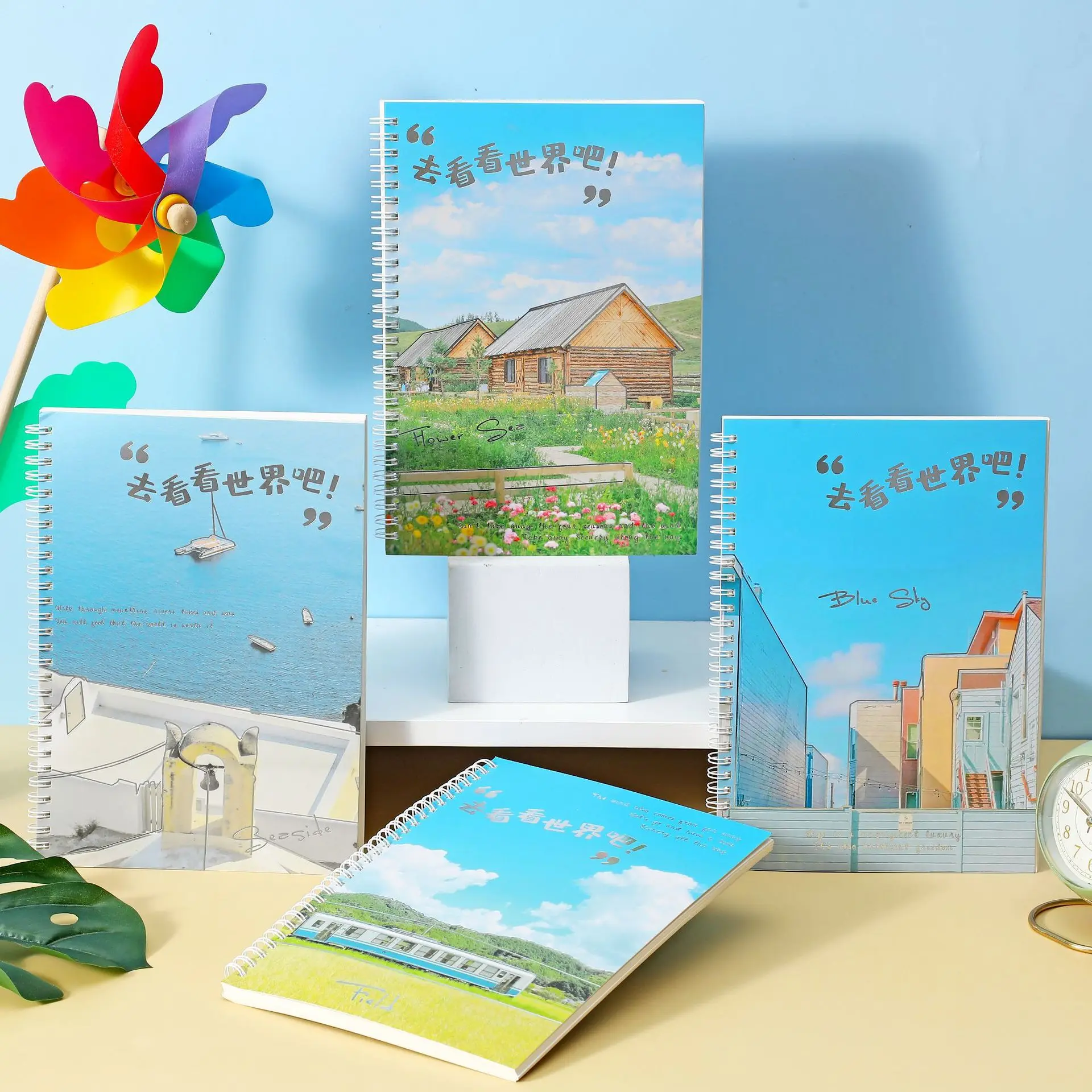 Simplified B5 thick coil artistic and fresh horizontal line stationery college student notebook homework book