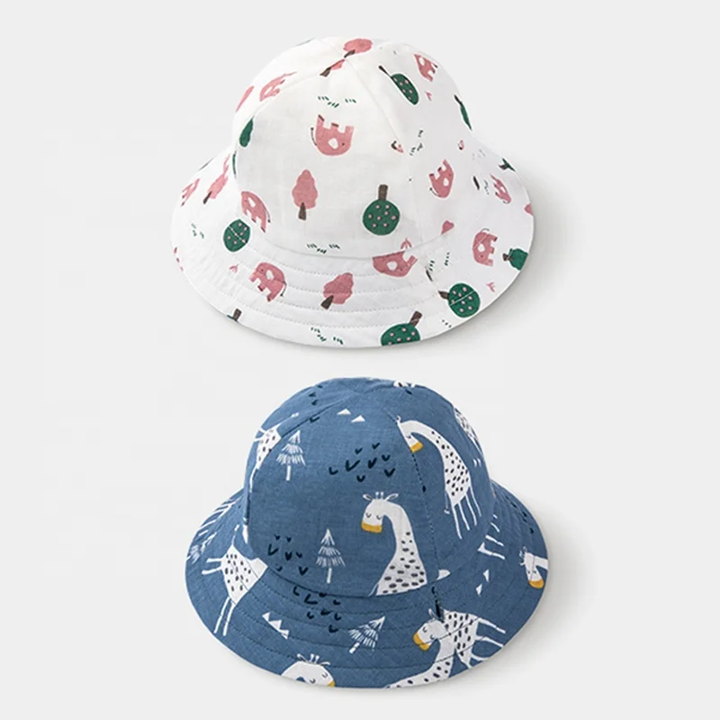 Удобная хлопковая трикотажная детская Панама со съемным ремешком и принтом от солнца