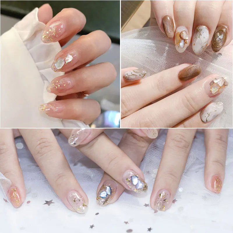 
Japanese beauty shiny pearl shell slice shaped 3d decals nail decoration thick shell nail decoration 