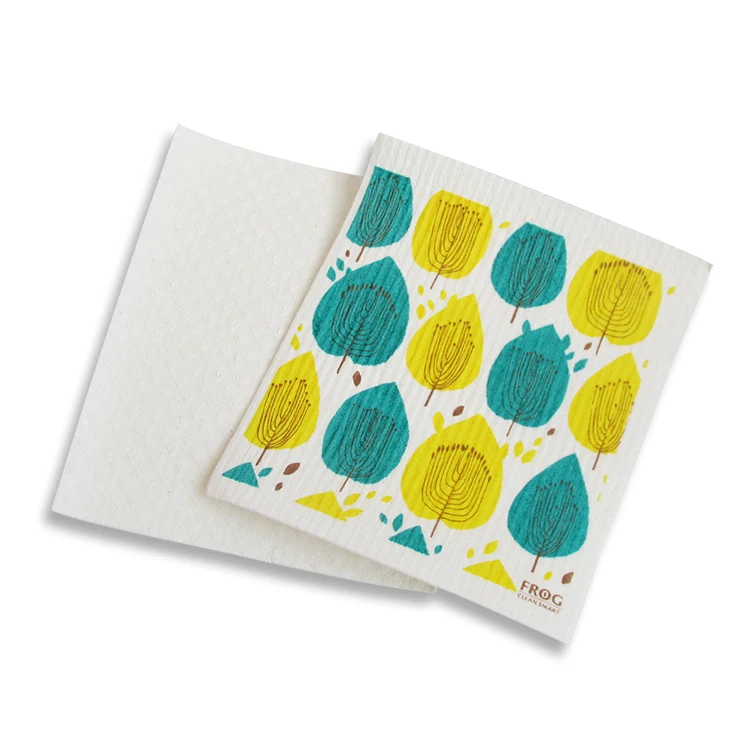 Newly Customizable printed Kitchen Dishwashing Biodegradable Cellulose Sponge Wipes