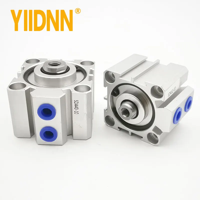 SDA Series Thin Pneumatic Cylinder16mm Bore Magnetic Ring Double Acting 5-50mm Stroke Compact Air Cylinder