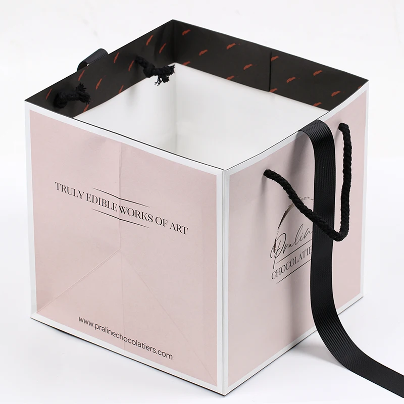 Custom Luxury Clothing Retail Bag Packing Pink Gift Bag bolsas de papel Shopping Packaging Paper Bags With Handles For Clothes