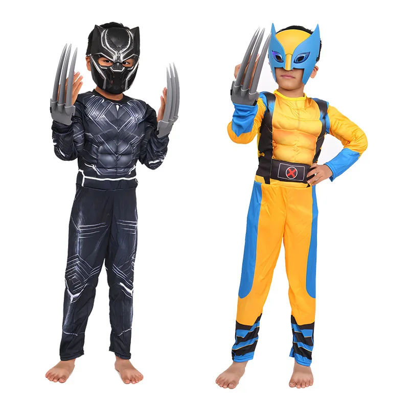 Anime Heroes Cosplay Costume for Adults Halloween Male Black Panther Wolverine Muscle Dress for Stage Show