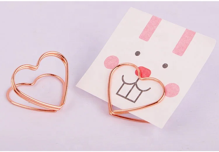 Custom Rose gold and gold heart shape metal memo clips  holder