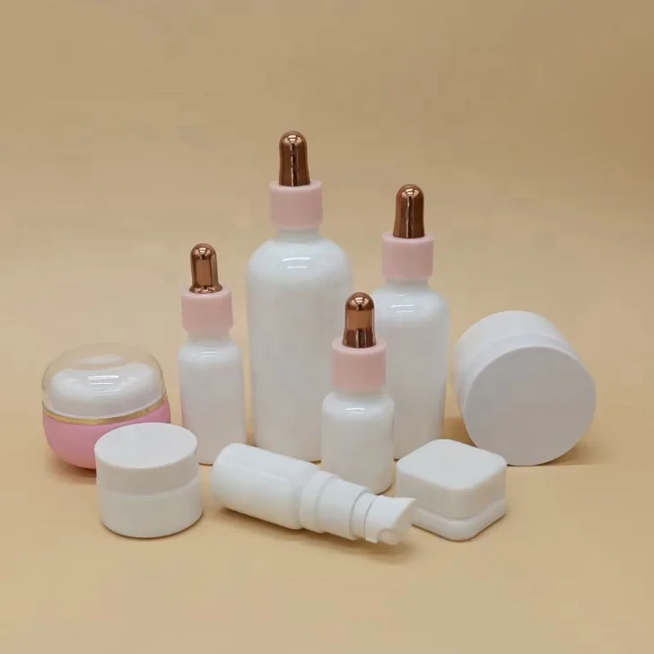 10ml 15ml 30ml 50ml 100ml Pearl White Perfume Glass Cosmetic Bottle Set Ceramic Dropper Bottle