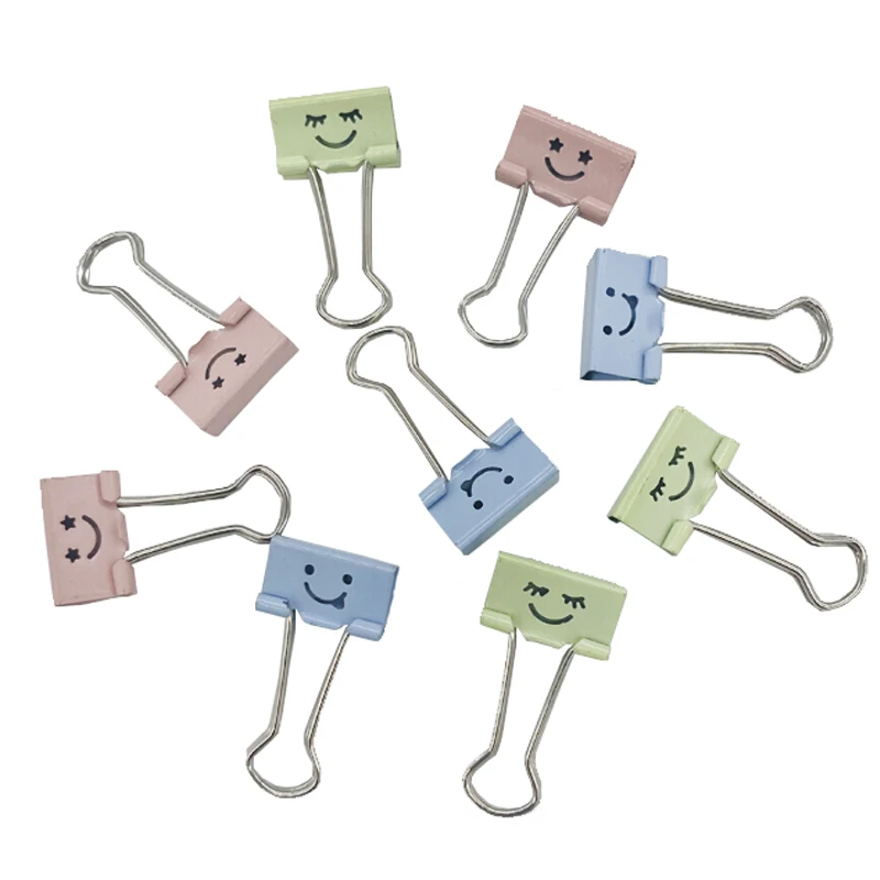 Japanese-korean style  Smiley Face Cute Binder Clips Long Tail  Clip Bill Folder Student Office Supplies