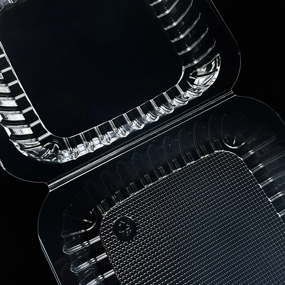 Custom Plastic Food Clamshell Disposable PLA Plastic Food Container Clear Take Away Plastic Box For Bakery Fruit Vegetable