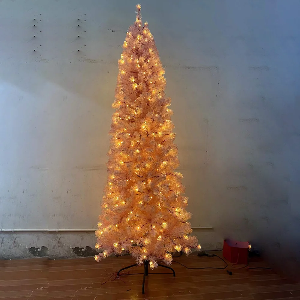 Custom Artificial Christmas trees Fake slim Pine needle Christmas pencil tree green