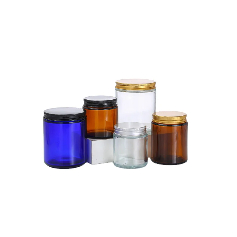 wholesale candle glass jar available colors for Aromatherapy Candle 120ml 250ml Amber/Blue/Clear Glass Cup Aroma Bottle