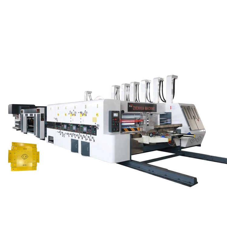SYKM-F Corrugated Pizza Carton Box Making Linkage Flex Printing Slotting Die Cutting Folding Strapping Machine