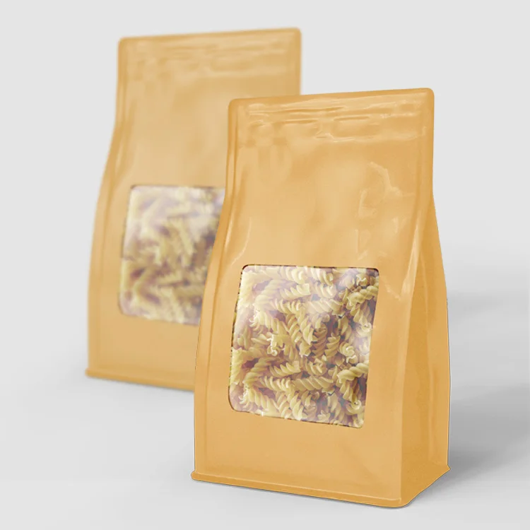 Custom Logo Design 1kg 2kg 5kg 10kg Food Grade Square Bottom Flat Bottom Pouch Window Plastic Rice Food Packaging Plastic Bags