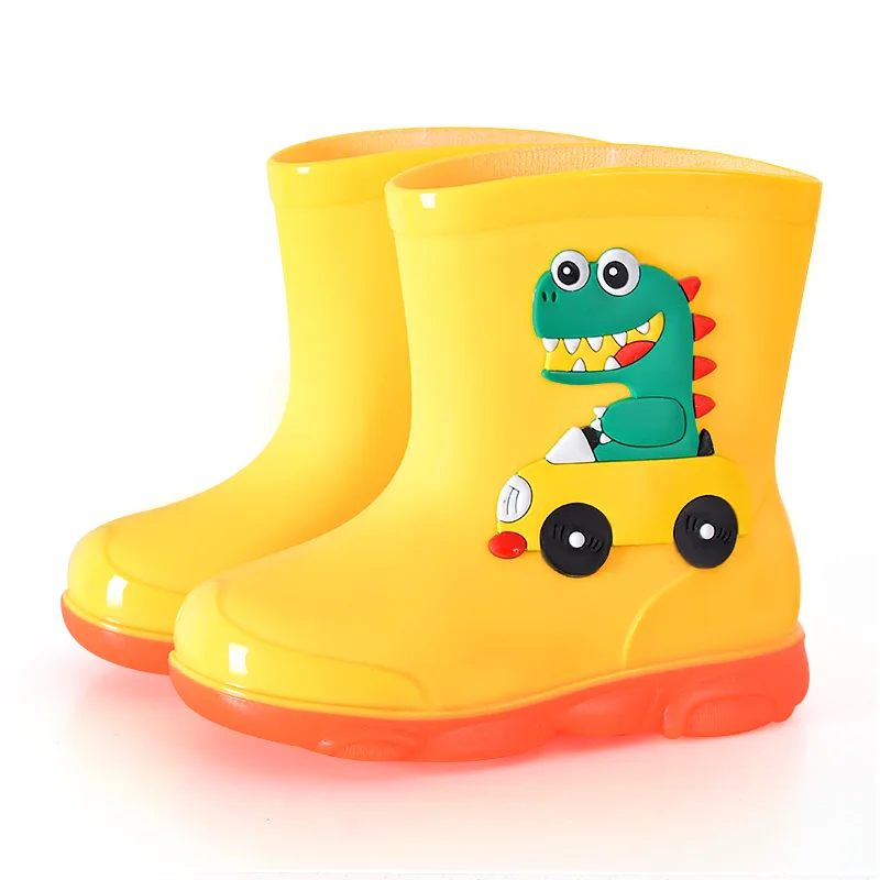 New design Pvc Plastic baby waterproof rubber kid shoes Trending Toddler Cartoon  kids rain boots