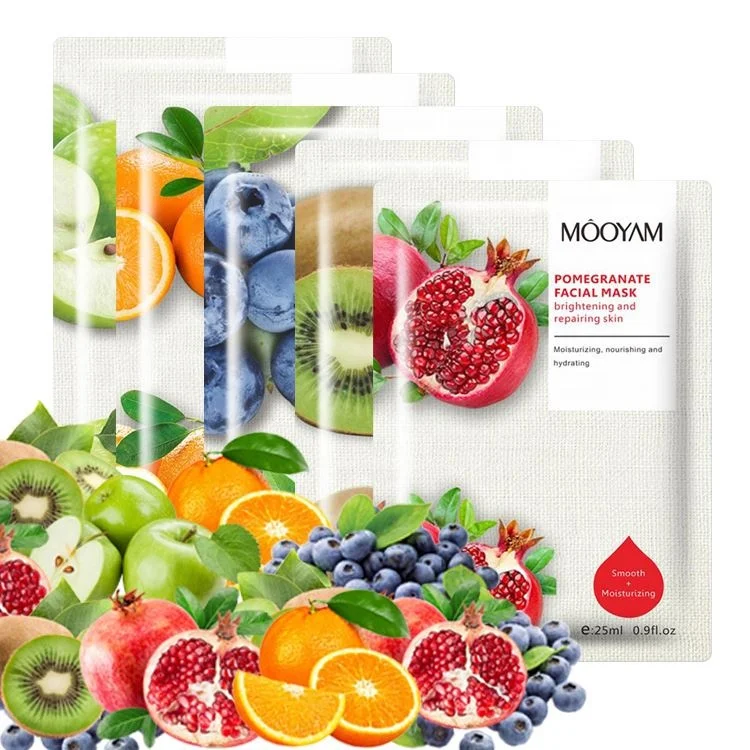 OEM Whitening Moisturizing Sheet Mask Fruit Beauty Facial Mask Skin Care beauty face mask With Blueberry Pomegranate