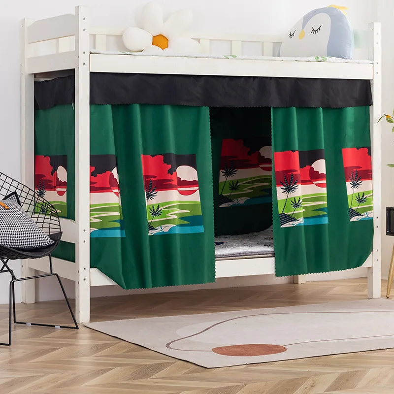 digital printing 100% shading one side upper cover mosquito 1.2/1.5m height single bed curtain loft bed curtain bed canopy