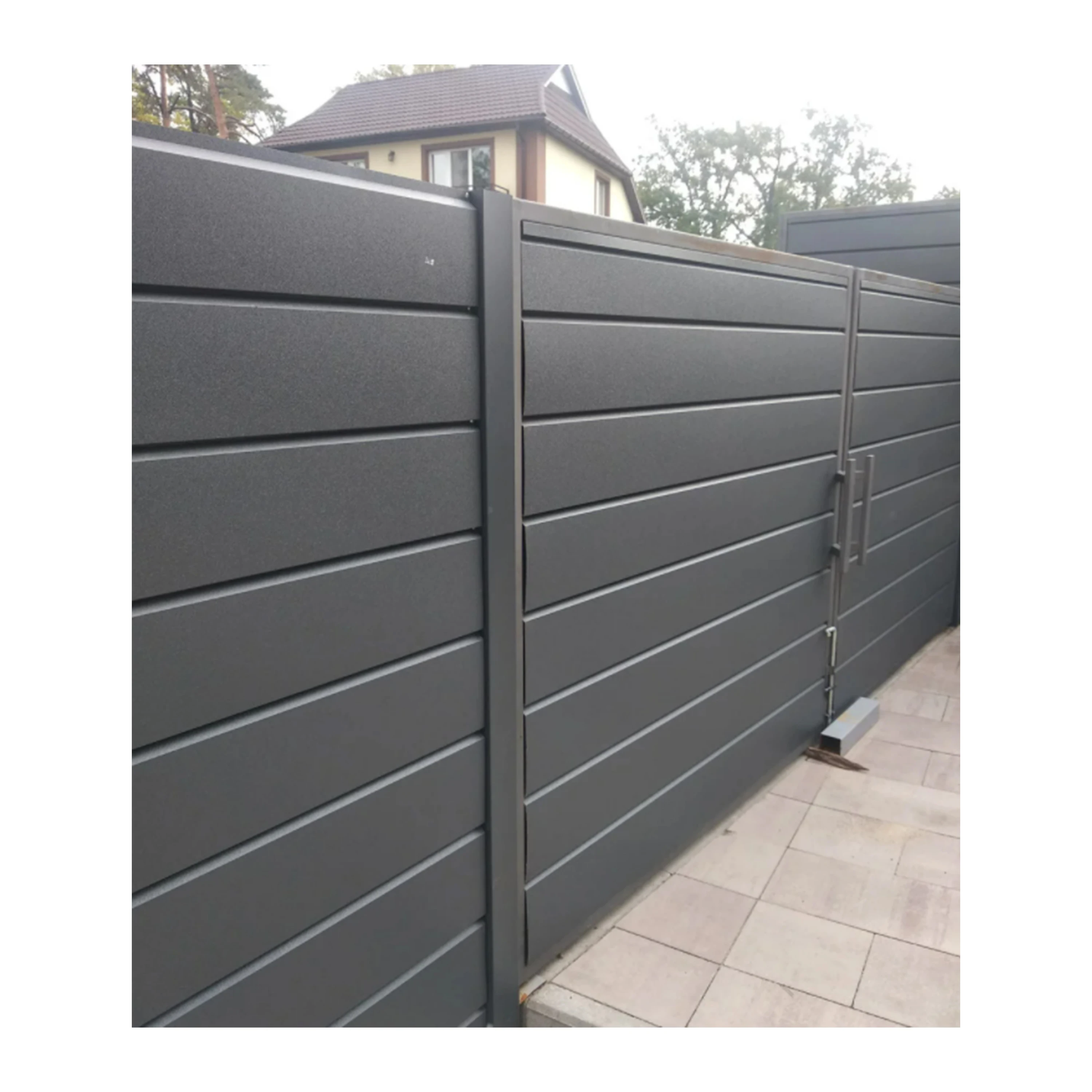 Custom Aluminum Composite Fence Wpc Private Panels Slat Board Aluminum Slat Fence Wall Fence