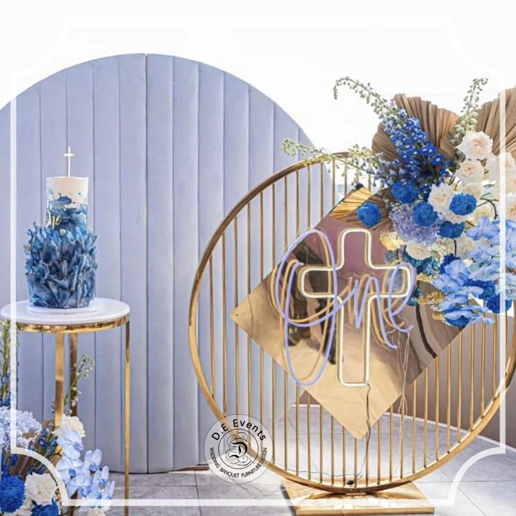Wedding supplier wholesale sale gold color square flower metal stand wedding arch door backdrop