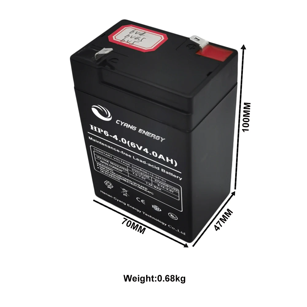 Factory hot sale 6v4ah 6v4.5ah 6v5ah battery for children electric toy car.