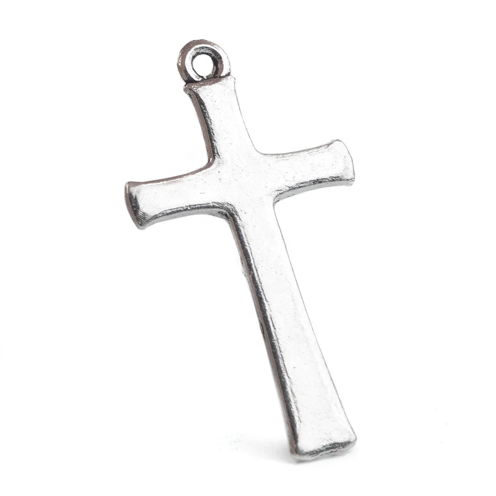 33mm Silver Alloy Jesus Crucifix Pendant for Rosary Making Catholic Cross