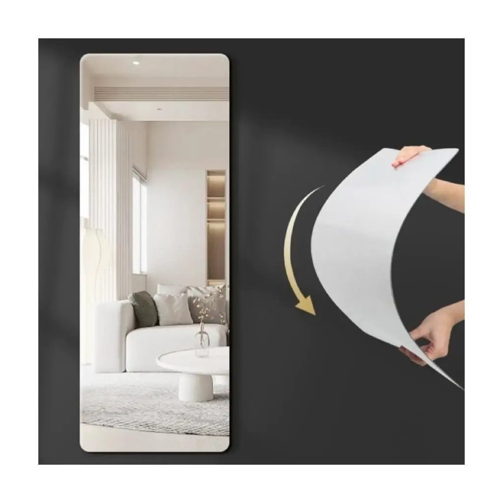Hd square rectangle waterproof and unbreakable acrylic mirror panel wall decoration full-length sticky mirror