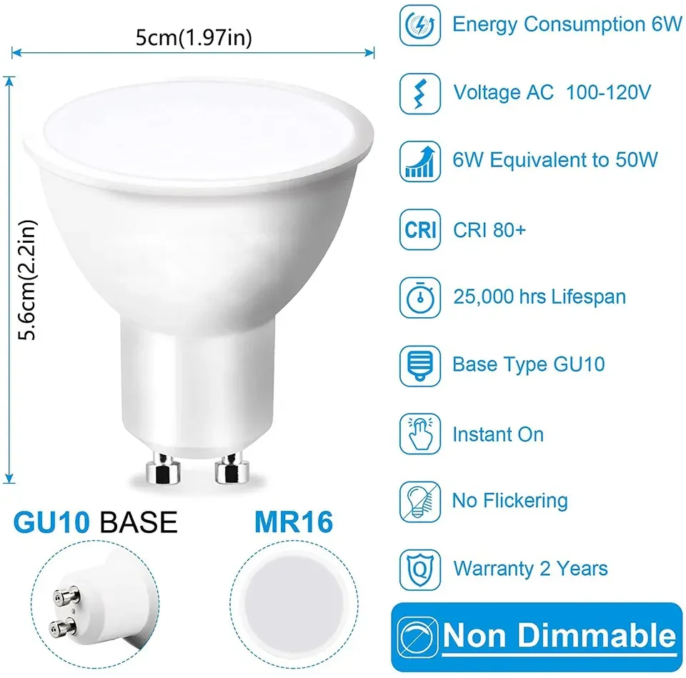 best selling energy saving led light bulb warm white 6w GU10 indoor bulb lamps