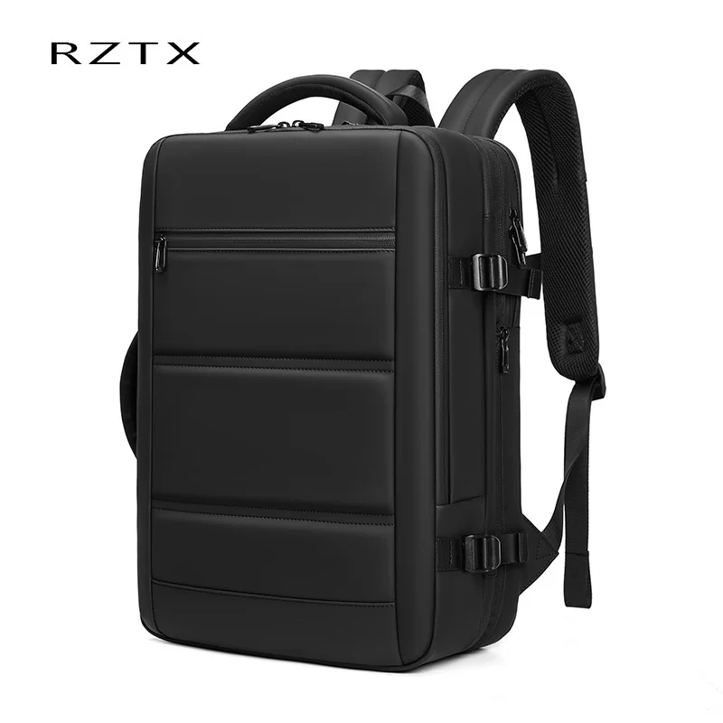 RZTX оптовый продавец водонепроницаемый черный кожаный офисный школьный рюкзак Противоугонный дорожный 17 дюймов USB для ноутбука с замком мужчин