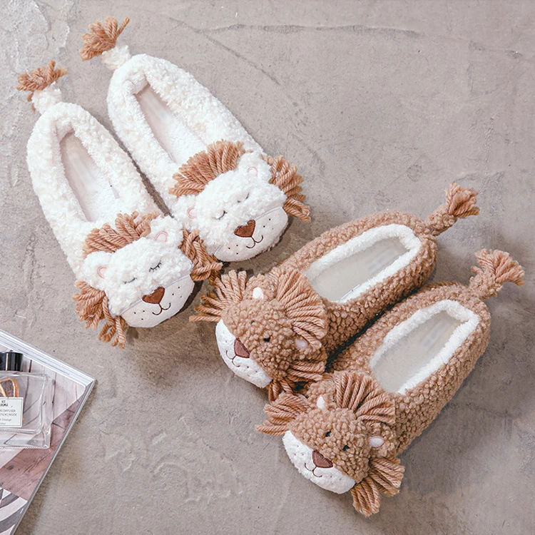 Cotton Slippers Cute Lion Winter Home Anti Slip Soft Sole Slippers