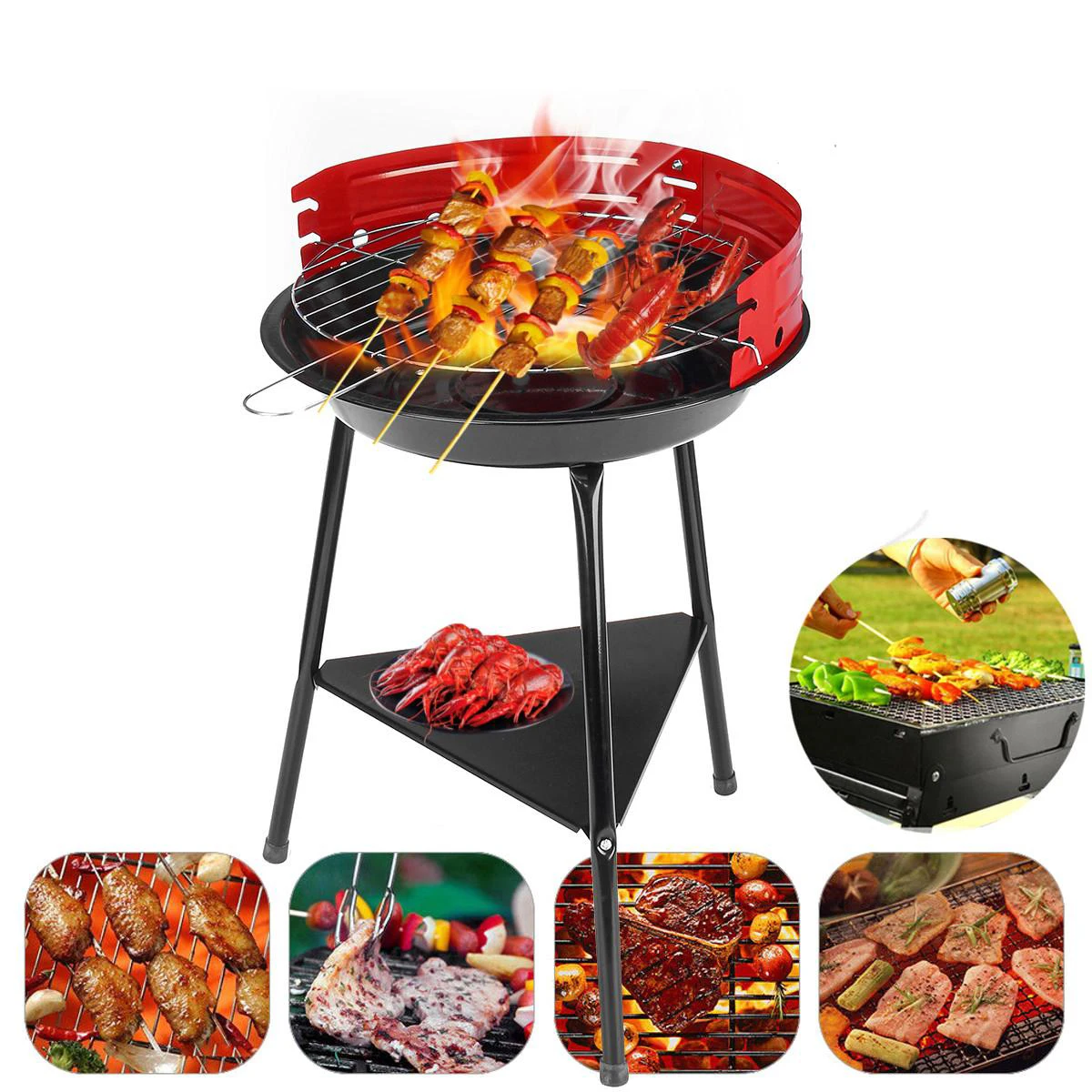 
Opvouwbare Driehoek Grill Patio Barbecue Draagbare Outdoor Reizen Patio Kachel 
