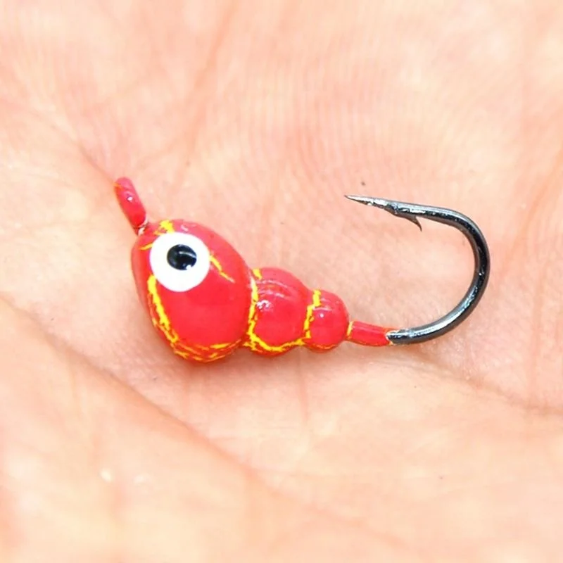 TAKEDO SP15 18pcs Per Box  0.5g 1g 1.4g  Luminous Winter Mini Lead Jig Fishing Jig Head Hookl Arvae Shape  Hook   Ice Lure