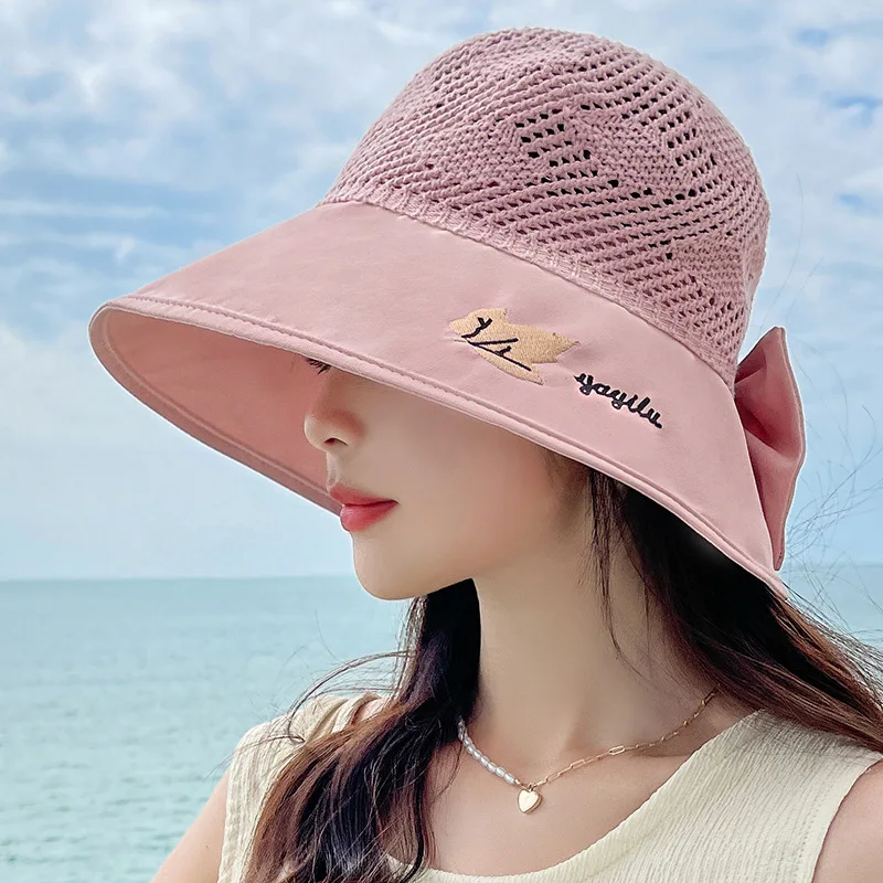 Wholesale new designers women 2022 sun summer outdoor wide brim bucket hat beach mesh bucket black hat