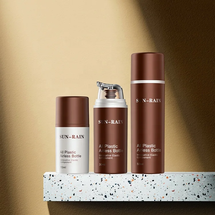 Wholesale High Empty All Plastic 15ml 1oz Airless Lotion Bottle 30ml 50ml Tpe Spring Mono Packaging Plastic Cosmetic Bottle