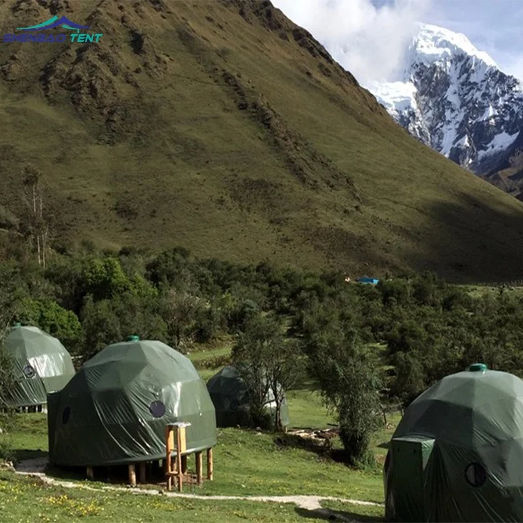 Rainproof Winter Geodesic Dome Tent Galvanized Steel Frame Dome Tent
