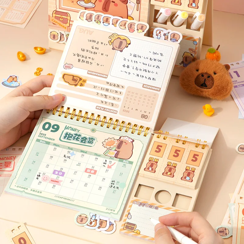 Simno 2025 Feature Kawaii Animals Monthly Yearly Desktop Calendar Planner