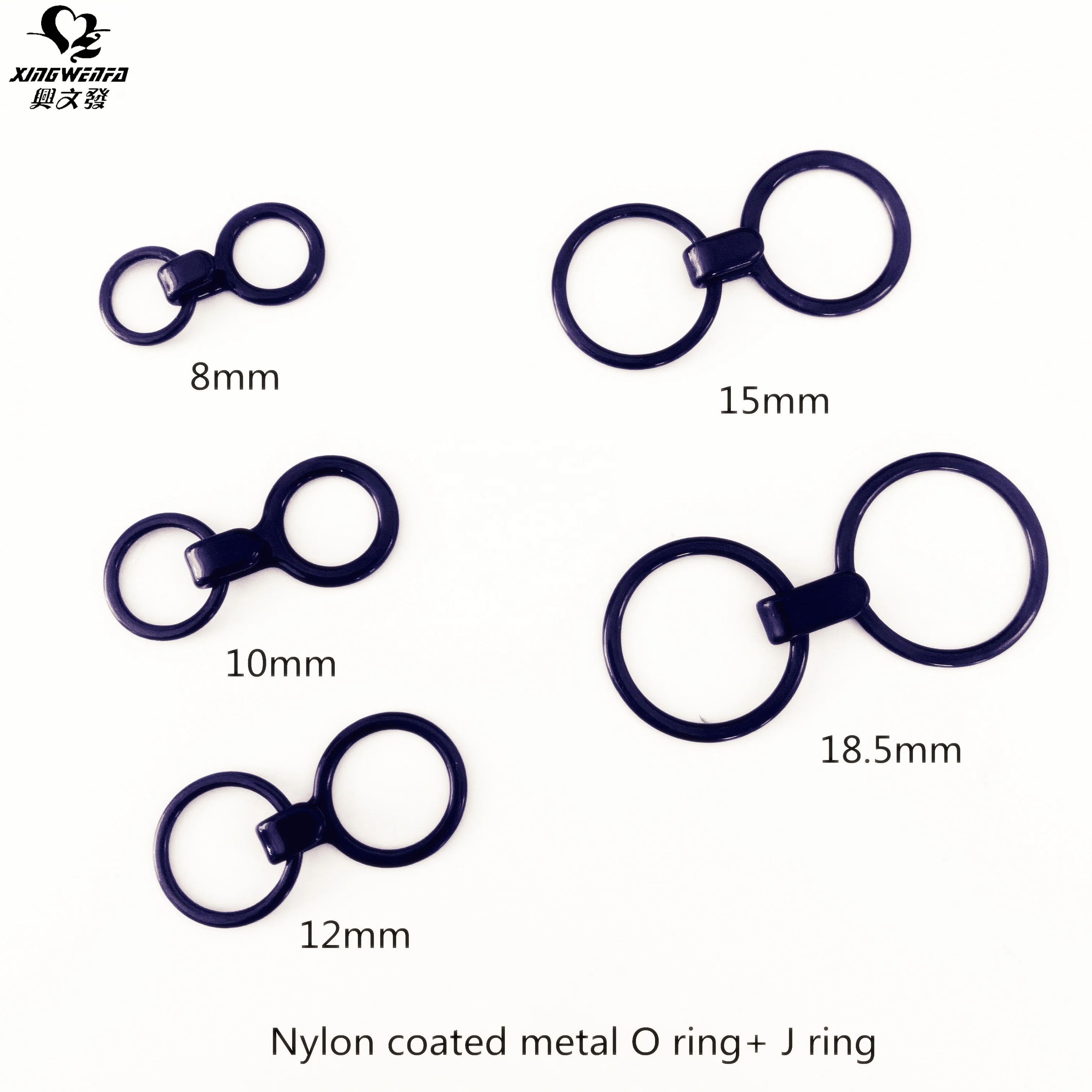 Underwear accessories Eco friendly quality nylon coated metal bra strap  O ring J ring hook adjuster
