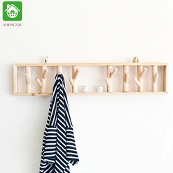 Wholesale Hook Clothes Hanging Rustic Coat Rack Wooden Wall Mounting Hook For Clothes