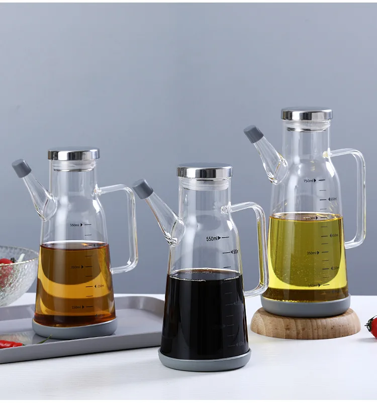 18oz/550ml seasoning glass bottle olive oil pot with 304 steel stainless lids