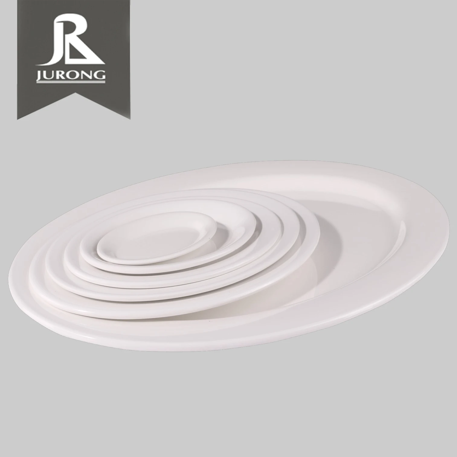 Wholesale white buffet serving dish plastic charger dinner melamine restaurant oval plate